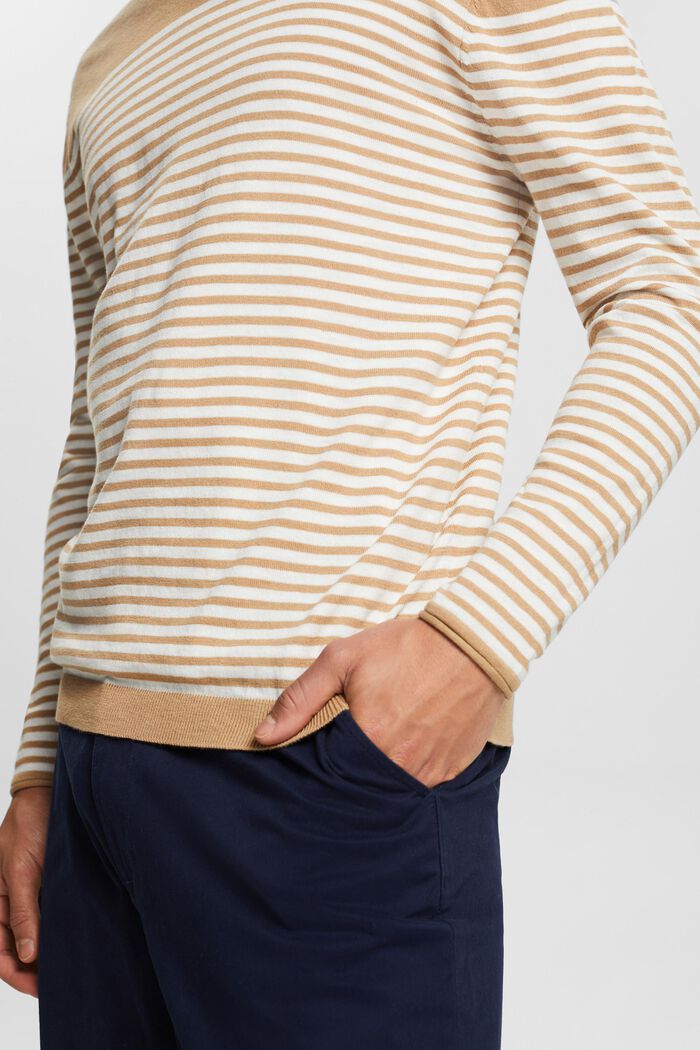 Bavlněný pruhovaný pulovr, BEIGE, detail image number 3