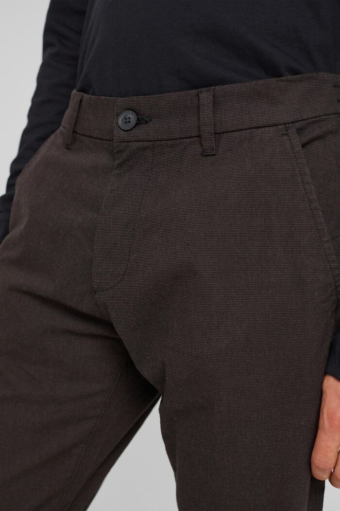 Chino kalhoty, počesaná tkanina, DARK BROWN, detail image number 0