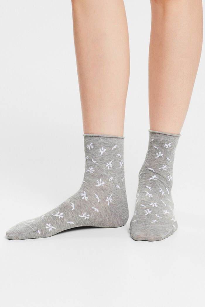 Bavlněné ponožky s potiskem, 2 páry v balení, GREY/BLACK, detail image number 1