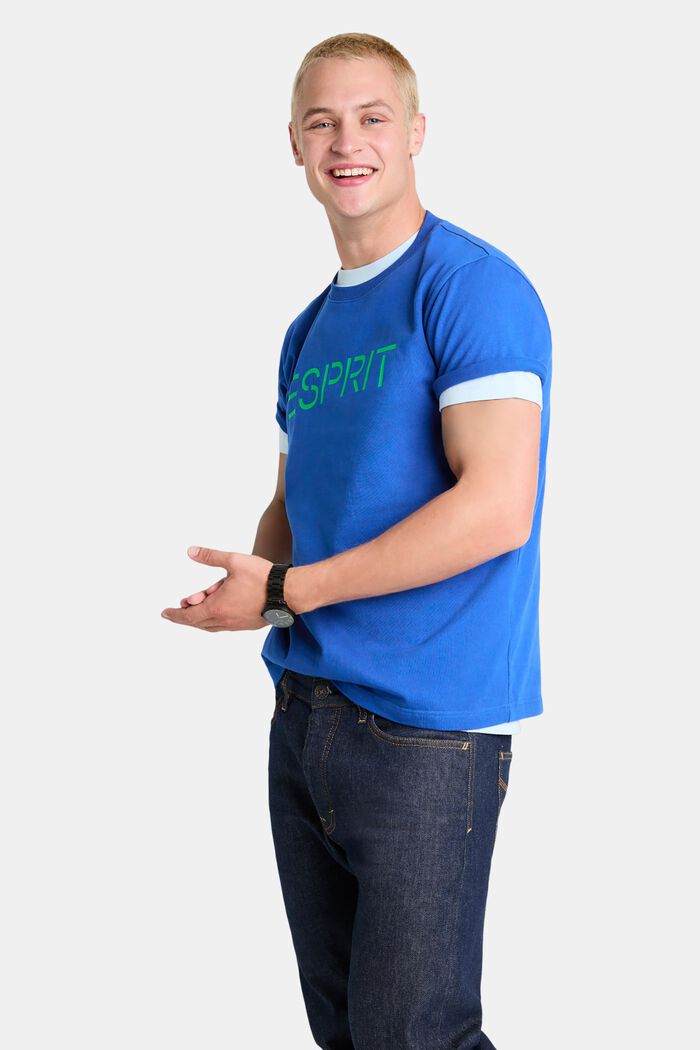 Unisex tričko s logem, z bavlněného žerzeje, BRIGHT BLUE, detail image number 1