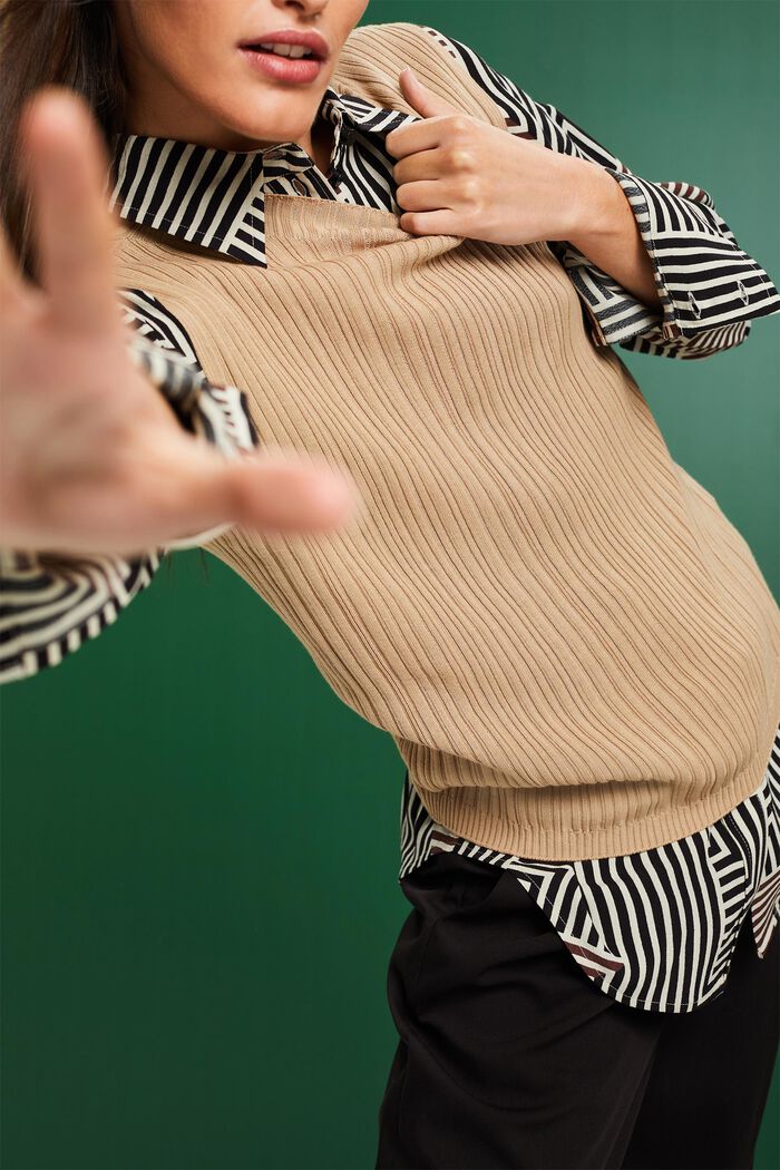 Žebrovaný svetr bez rukávů, SAND, detail image number 2
