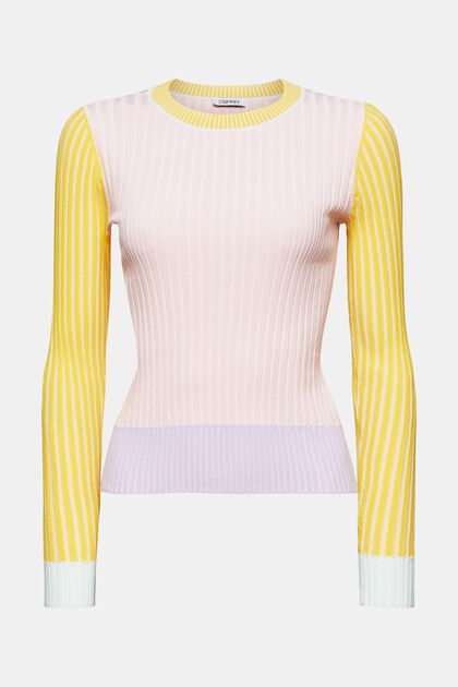 Žebrový pulovr s barevnými bloky