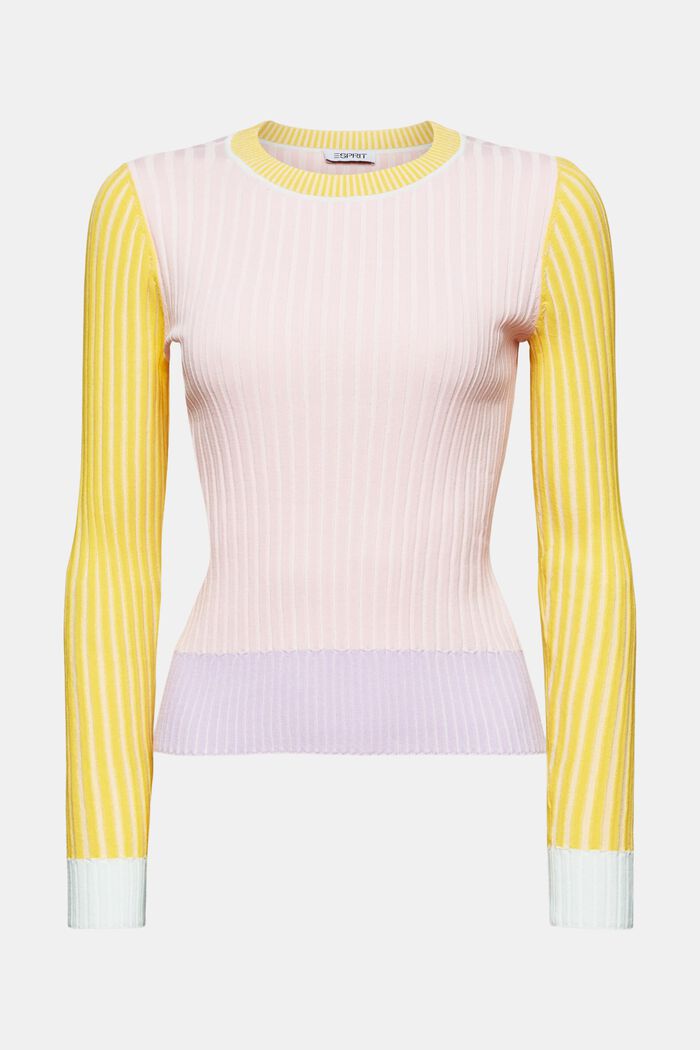 Žebrový pulovr s barevnými bloky, PASTEL PINK, detail image number 5