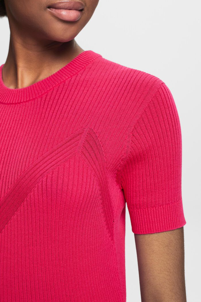 Bezešvý pulovr s krátkým rukávem, PINK FUCHSIA, detail image number 3