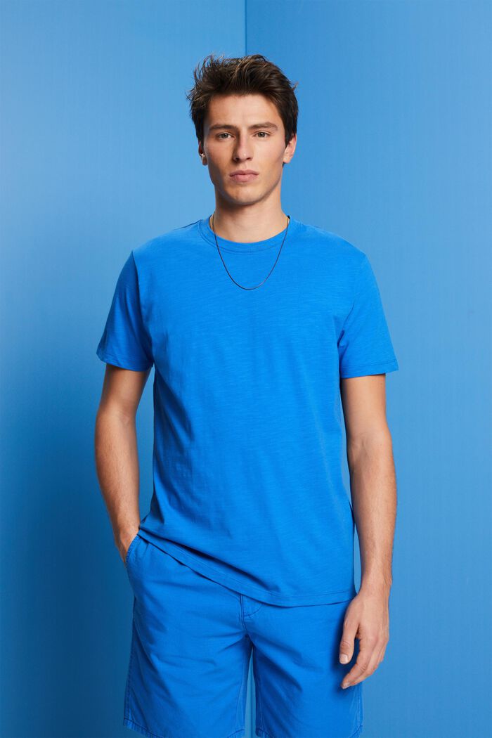 Tričko z bavlněného žerzeje, BRIGHT BLUE, detail image number 0