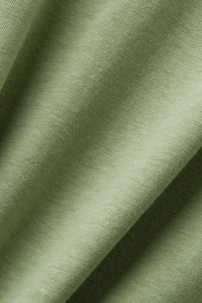Žerzejové tričko, směs bavlny a lnu, PALE KHAKI, detail image number 5
