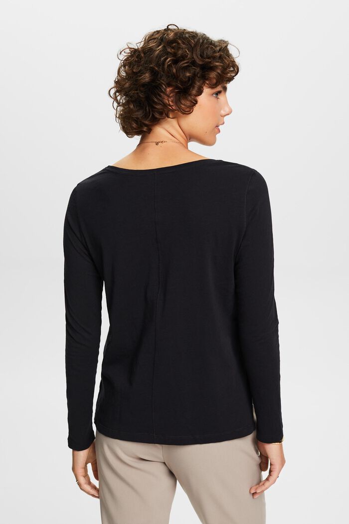 Žerzejové tričko s dlouhým rukávem, 100% bavlna, BLACK, detail image number 3