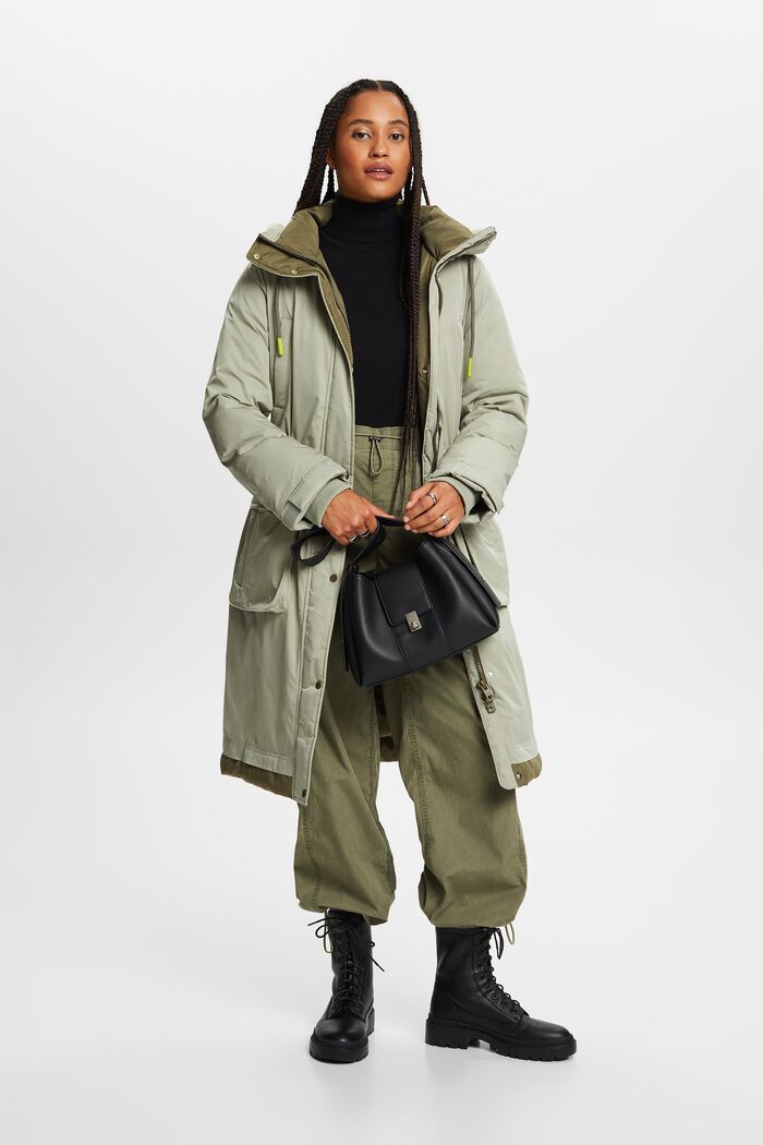 Zateplený kabát ve stylu parky, DUSTY GREEN, detail image number 1