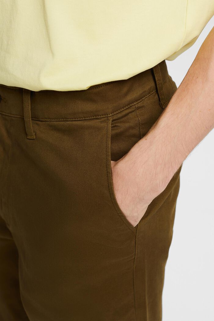 Bavlněné kalhoty chino s rovnými nohavicemi, KHAKI GREEN, detail image number 4