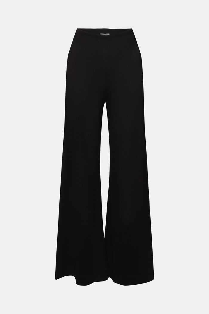 Kalhoty se širokými nohavicemi, z žerzeje punto, BLACK, detail image number 7
