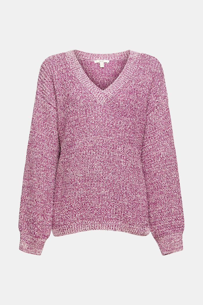 Melírovaný pletený pulovr, směs s bio bavlnou, ROSE, overview