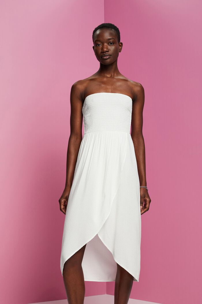 Žabičkované tubusové šaty v midi délce, OFF WHITE, detail image number 0