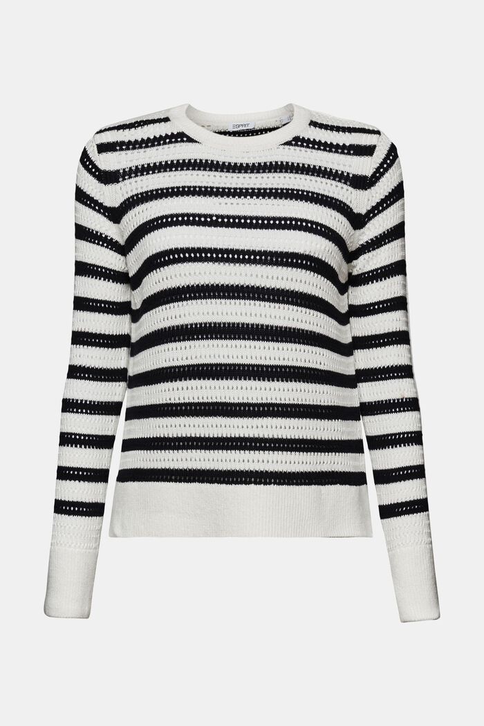 Pruhovaný pulovr z volné pleteniny, OFF WHITE, detail image number 6