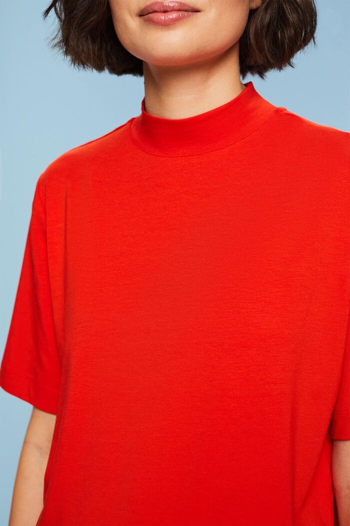 Žerzejové tričko s krátkým rolákovým límcem, RED, detail image number 2