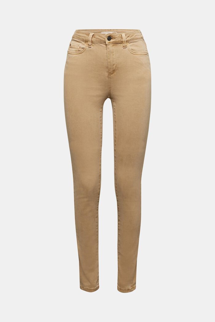 Jemné kalhoty s vysokým pasem, se strečem, CAMEL, detail image number 0