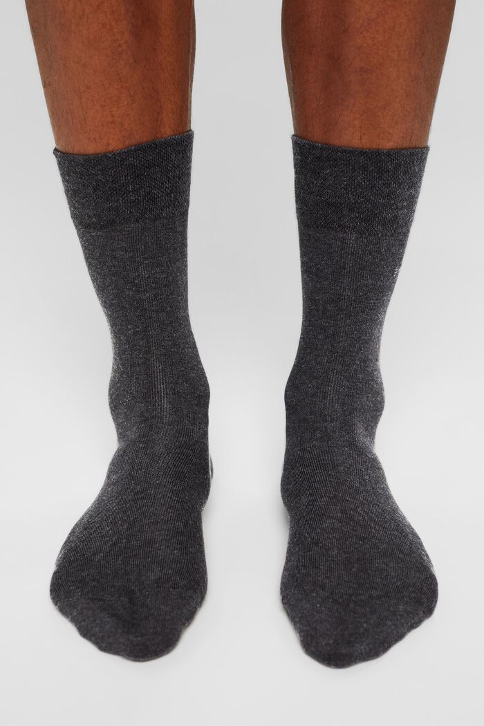 Ponožky ze směsi s bio bavlnou, 10 párů v balení, ANTHRACITE MELANGE, overview