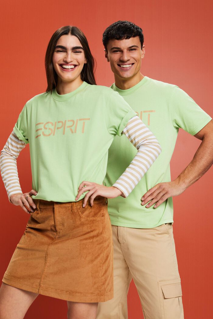 Unisex tričko s logem, z bavlněného žerzeje, LIGHT GREEN, detail image number 5