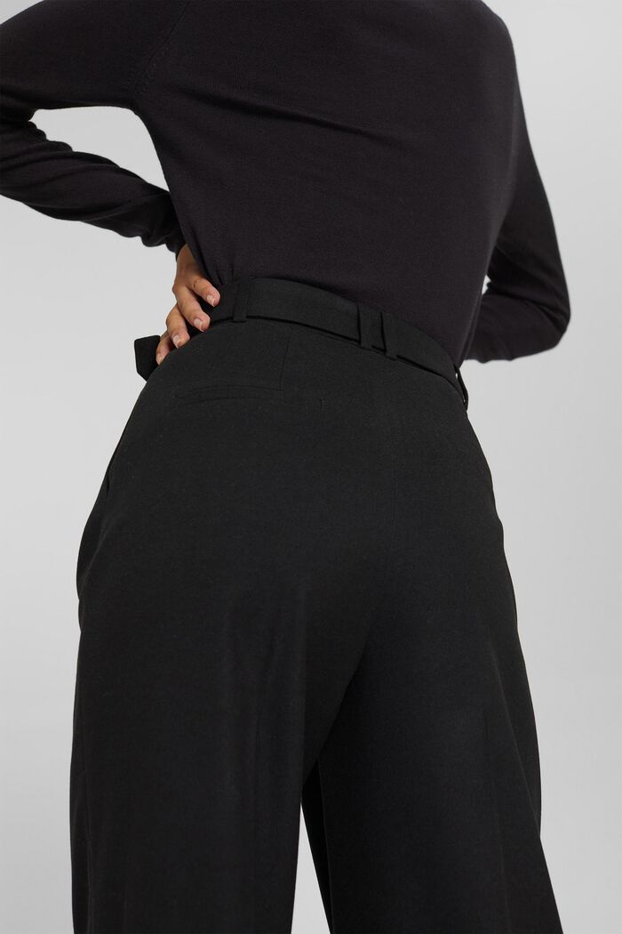Z recyklovaného materiálu: flanelové kalhoty s opaskem, BLACK, detail image number 5