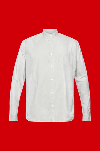 Bavlněná košile s proužky a mandarínským límečkem, LIGHT KHAKI, overview