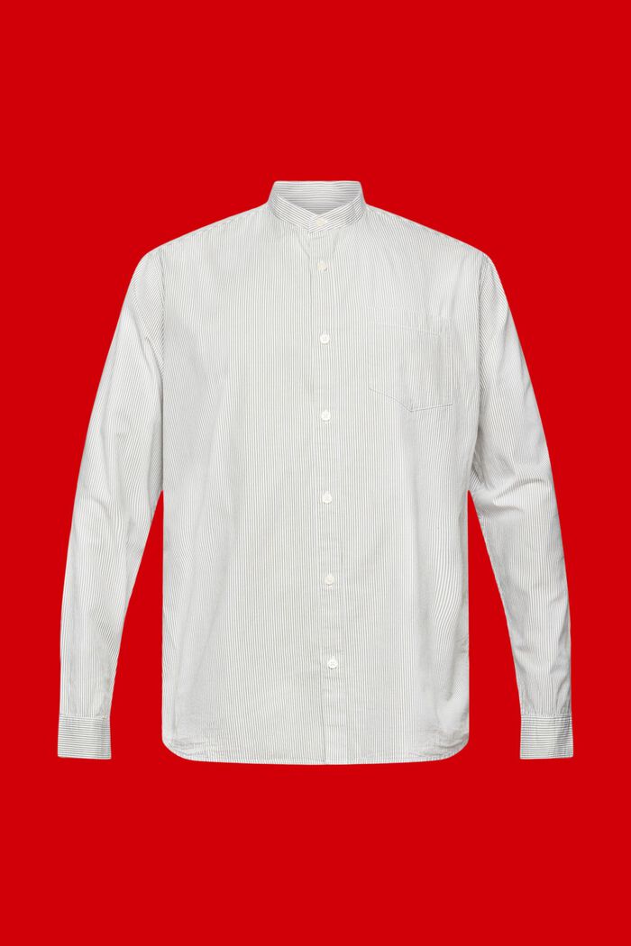 Bavlněná košile s proužky a mandarínským límečkem, LIGHT KHAKI, detail image number 5