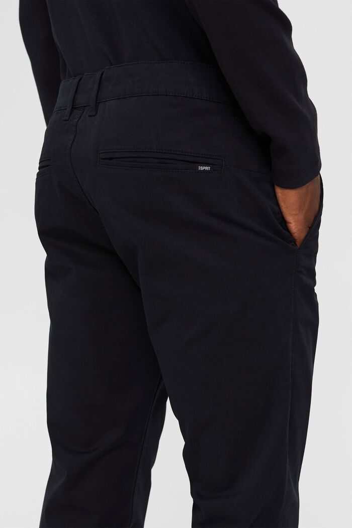 Strečové kalhoty chino, bio bavlna, BLACK, detail image number 4