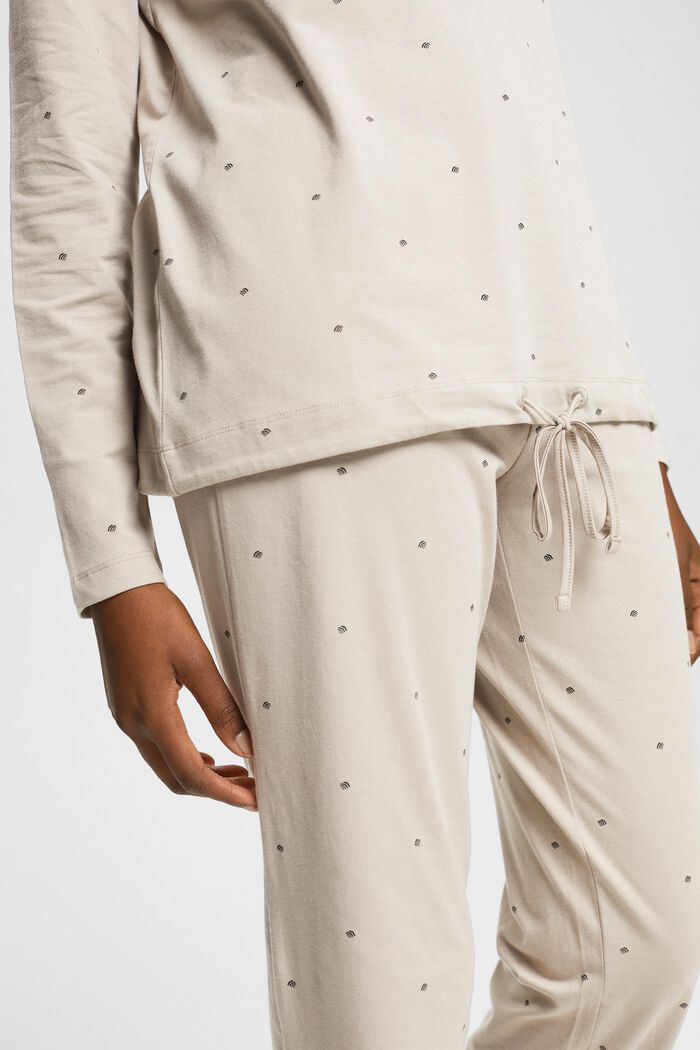 Bavlněné pyžamo s celoplošným vzorem, LIGHT TAUPE, detail image number 4