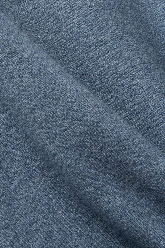 Pletený pulovr, směs s vlnou, krátký rolákový límec, GREY BLUE, detail image number 5