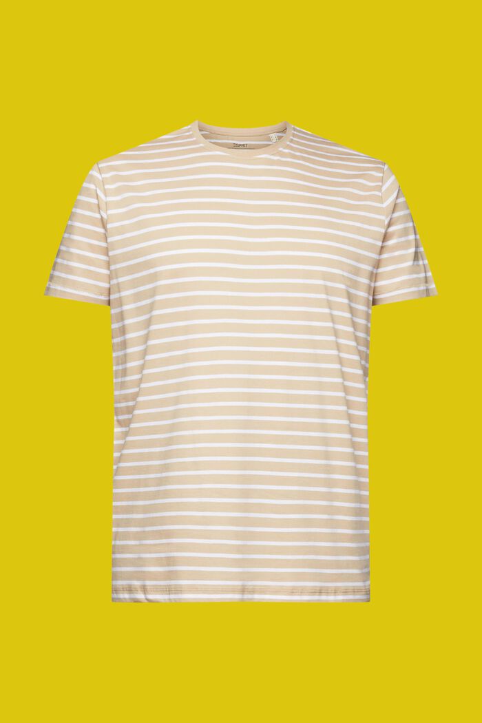 Pruhované žerzejové tričko, 100 % bavlna, SAND, detail image number 6