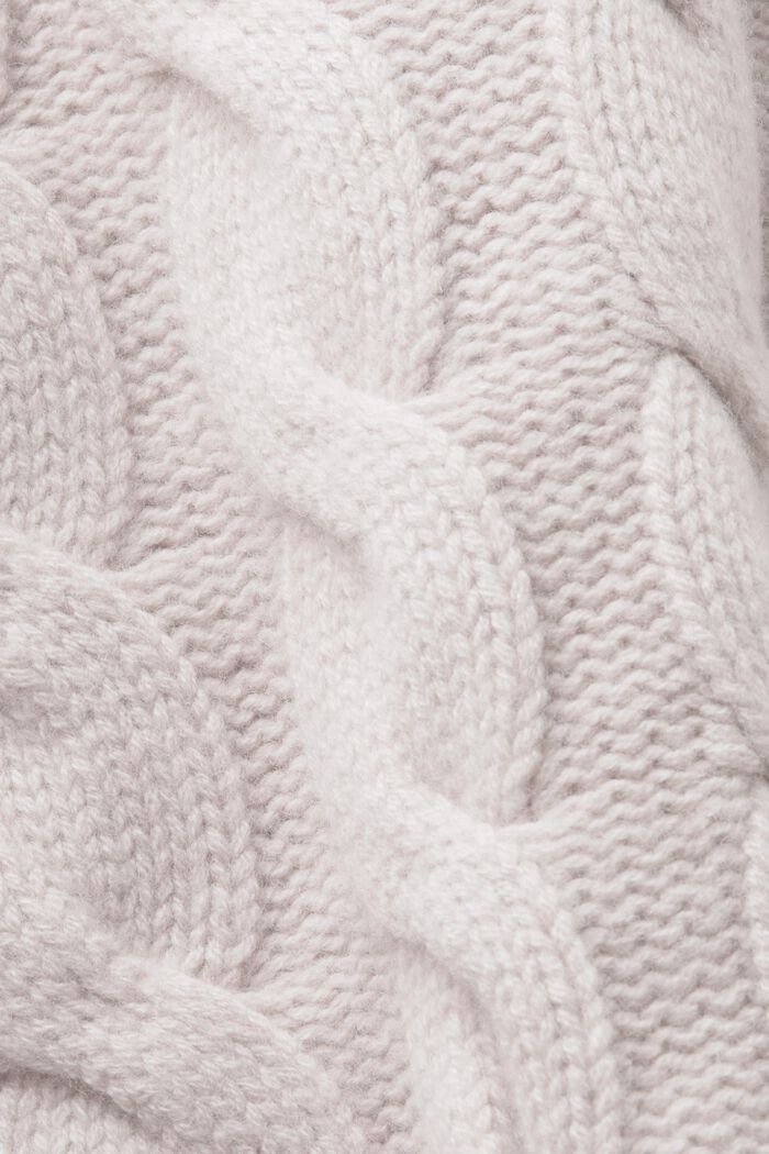 Šálový pulovr z vlněné copánkové pleteniny, LIGHT TAUPE, detail image number 5