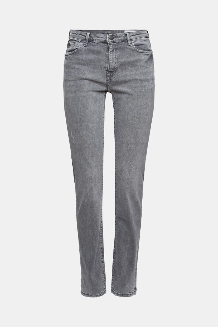 Strečové džíny s obnošeným vzhledem, bio bavlna, GREY MEDIUM WASHED, detail image number 6