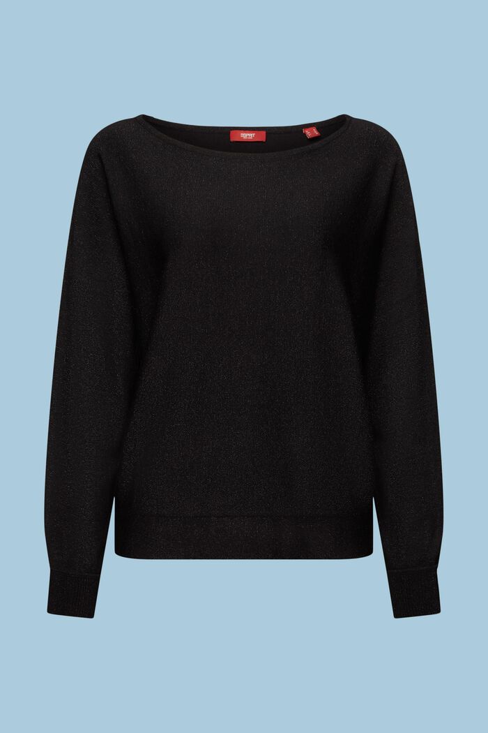 Třpytivý pulovr s netopýřími rukávy, LENZING™ ECOVERO™, BLACK, detail image number 6