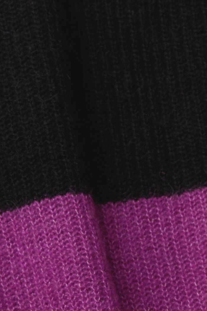 Pruhovaný svetr s výstřihem do V s vlnou a alpakou, BORDEAUX RED, detail image number 5