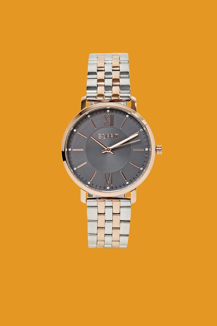 Nerezové hodinky s koženým páskem, ROSEGOLD, detail image number 0