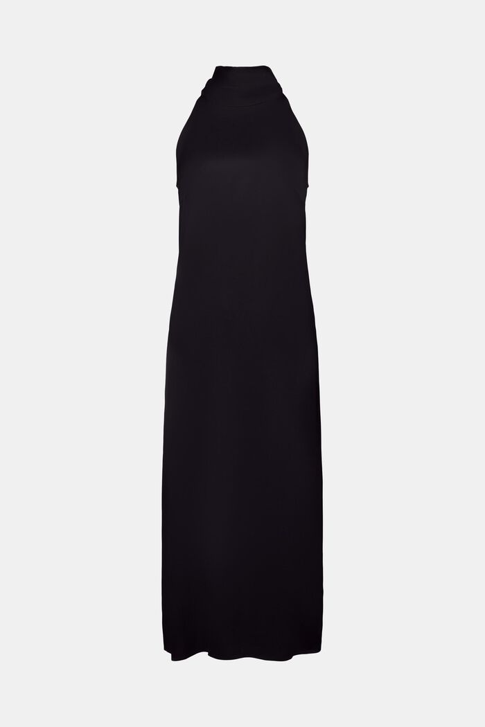 Saténové maxi šaty se zavazováním za krkem, BLACK, detail image number 7