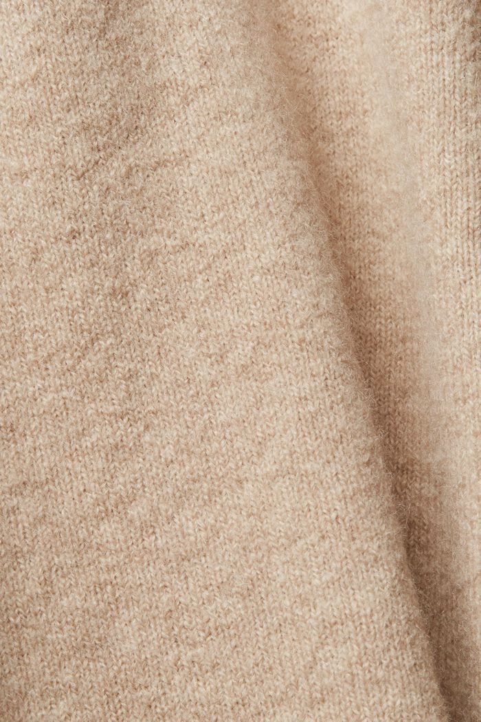 Pletený pulovr, směs s vlnou, krátký rolákový límec, LIGHT TAUPE, detail image number 5