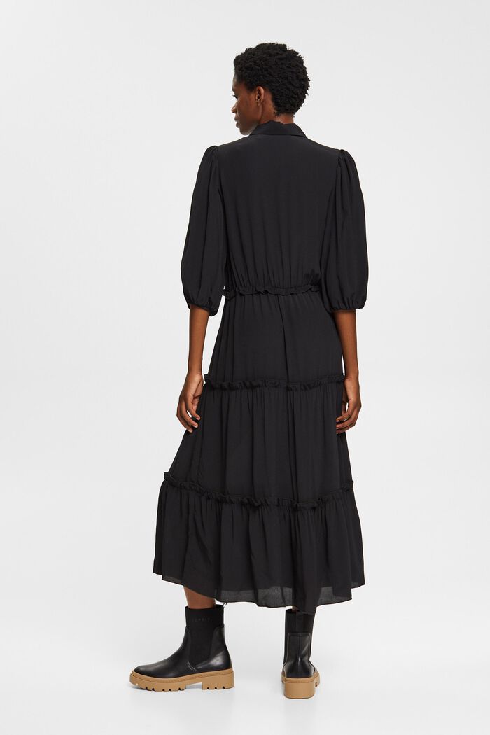 Midi šaty s nařasením, BLACK, detail image number 3