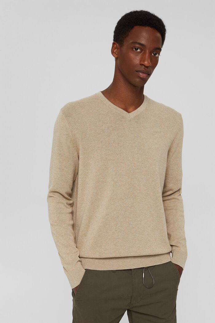 Basic pulovr ze 100% bavlny pima, BEIGE, detail image number 7
