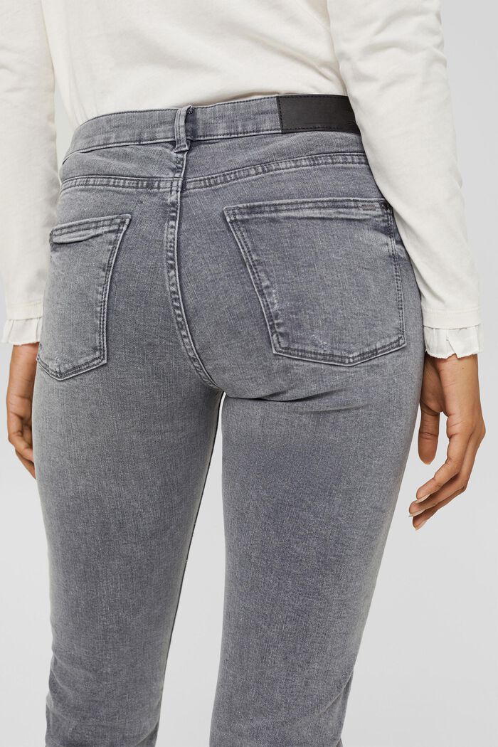 Strečové džíny s obnošeným vzhledem, bio bavlna, GREY MEDIUM WASHED, detail image number 2