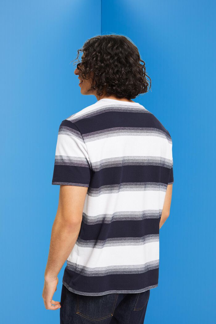 Pruhované tričko z bavlněného piké, NAVY, detail image number 3