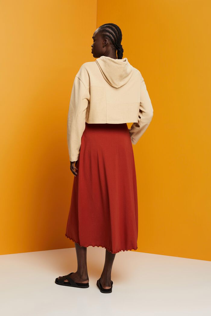 Žerzejová midi sukně, udržitelná bavlna, TERRACOTTA, detail image number 3