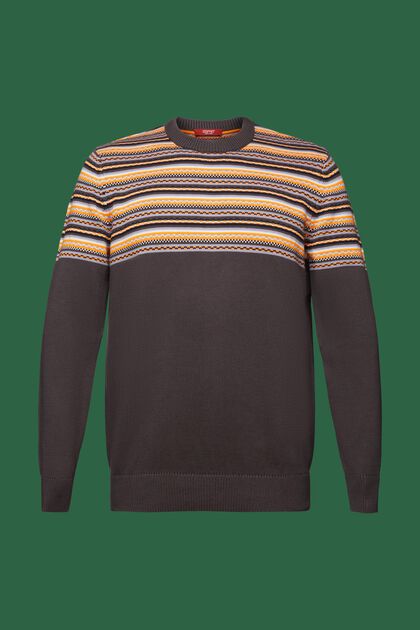 Žakárový pulovr s kulatým výstřihem, z bavlny