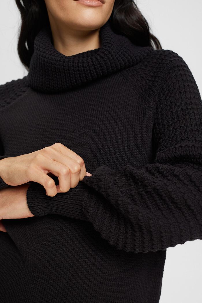 Pletený pulovr s nízkým rolákem, BLACK, detail image number 0