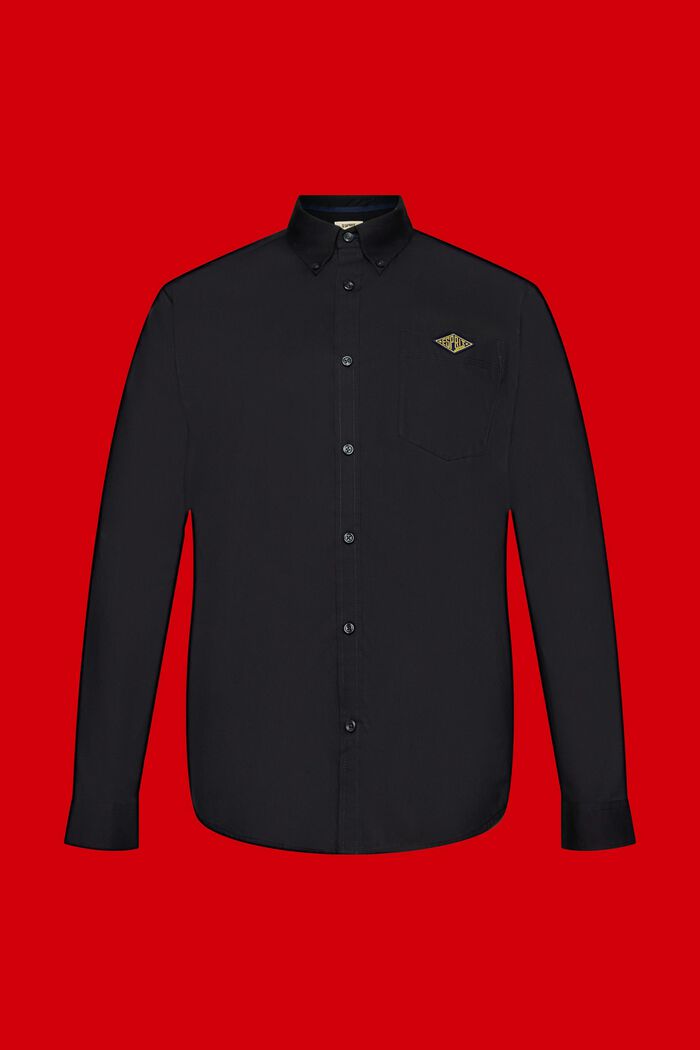 Bavlněná košile s límcem na knoflíky, BLACK, detail image number 5