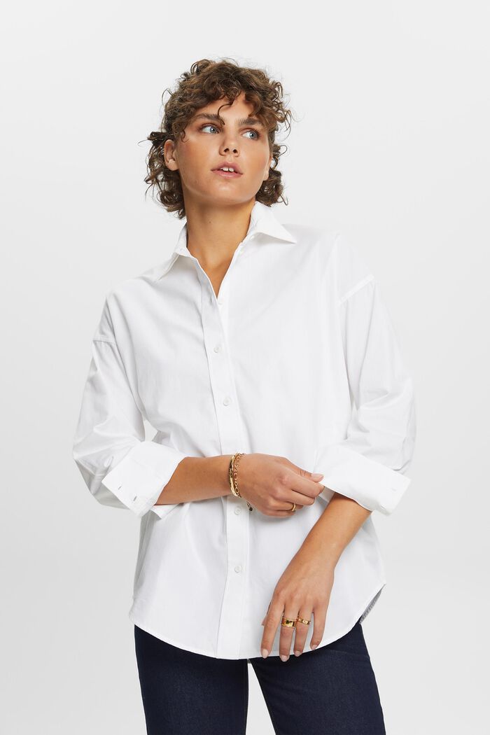 Oversize košilová halenka, WHITE, detail image number 0