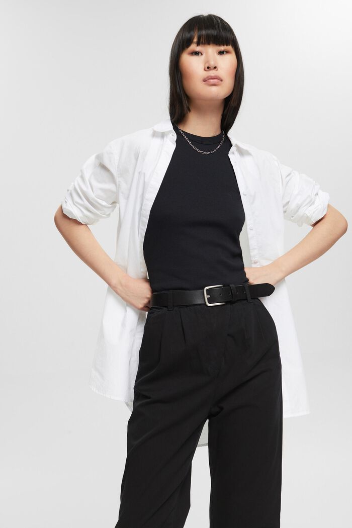 Kalhoty chino s vysokým pasem, 100% bavlna Pima, BLACK, detail image number 4