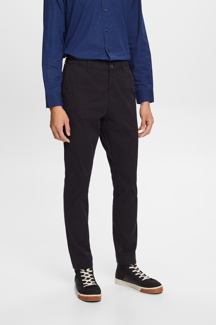 Kalhoty chino, bavlněný kepr, BLACK, detail image number 0