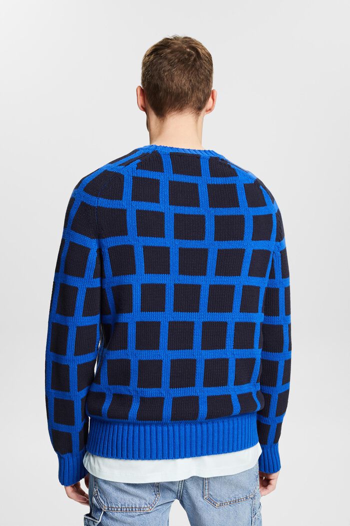 Mřížkovaný pulovr z hrubé pleteniny s logem, BRIGHT BLUE, detail image number 2