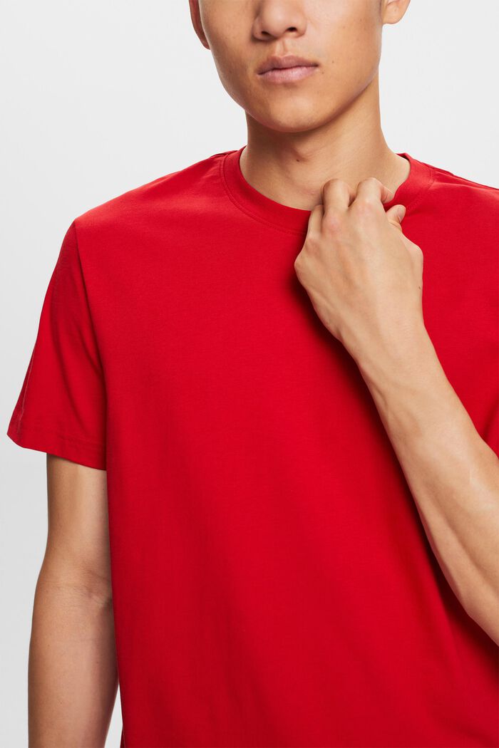 Tričko s kulatým výstřihem, z žerzeje z bavlny pima, DARK RED, detail image number 2