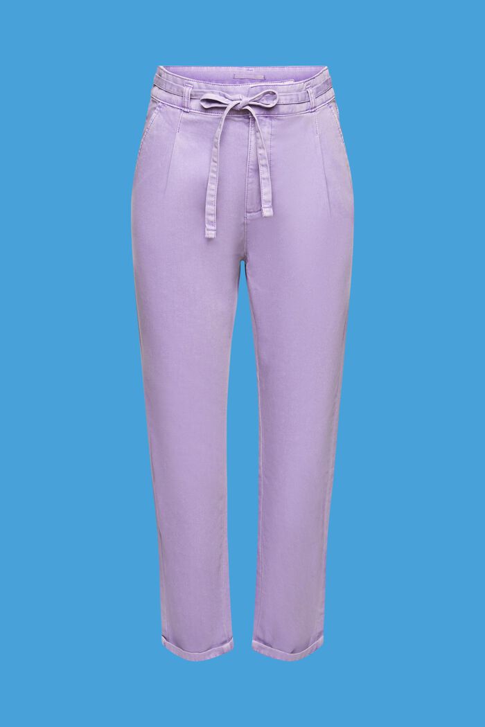 Chino kalhoty s vázacím páskem, VIOLET, detail image number 6