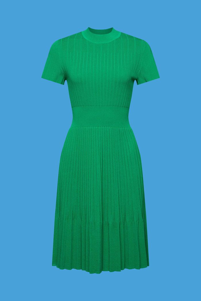 Plisované midi šaty, krátký rukáv a nízký rolák, EMERALD GREEN, detail image number 5